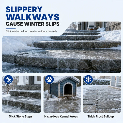 Outdoor De-Icing & Snow Melting Spray – pet-safe, dissolves frost on contact. Clear steps, walkways & patios fast!